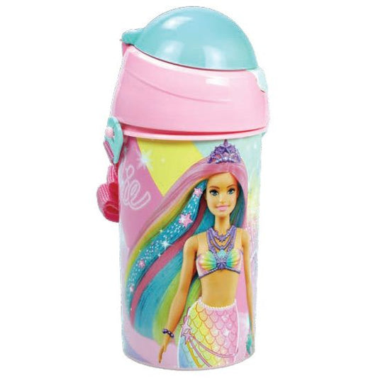 Barbie Sparkle Sport Plastic Drinking Bottle with Straw for Kids – 500 ml