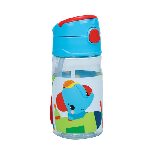 Fisher-Price Animals Plastic Drinking Bottle with Straw for Kids – 350 ml, BPA-free
