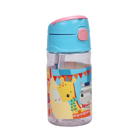 Fisher-Price Animals Plastic Drinking Bottle with Straw for Kids – 350 ml, BPA-Free