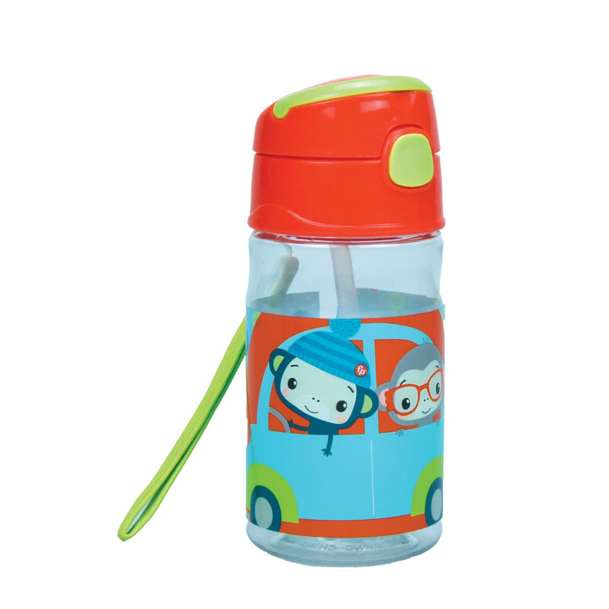 Fisher-Price Animals Kunststoff-Trinkflasche mit Strohhalm für Kinder – 350 ml, BPA-frei