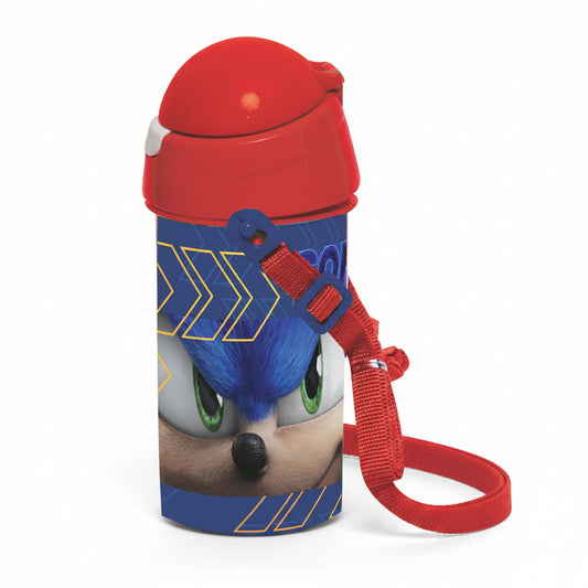 Sonic the Hedgehog Sport-Trinkflasche aus Kunststoff mit Strohhalm für Kinder – 500 ml
