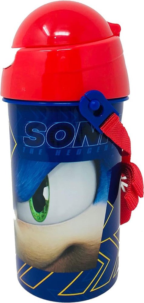 Sonic the Hedgehog Sport-Trinkflasche aus Kunststoff mit Strohhalm für Kinder – 500 ml