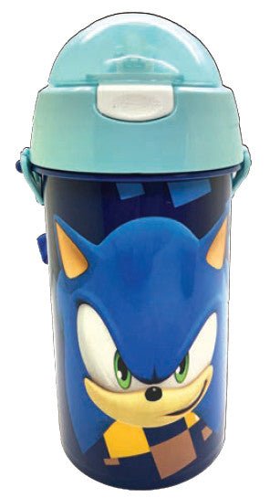 Sonic the Hedgehog Speed Sonic the Hedgehog Sport-Trinkflasche aus Kunststoff mit Strohhalm für Kinder – 500 ml