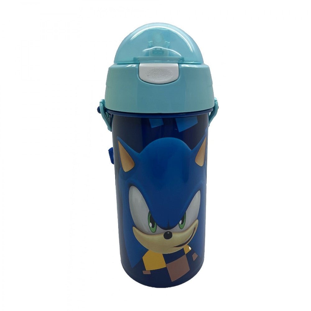 Sonic the Hedgehog Speed Sonic the Hedgehog Sport-Trinkflasche aus Kunststoff mit Strohhalm für Kinder – 500 ml