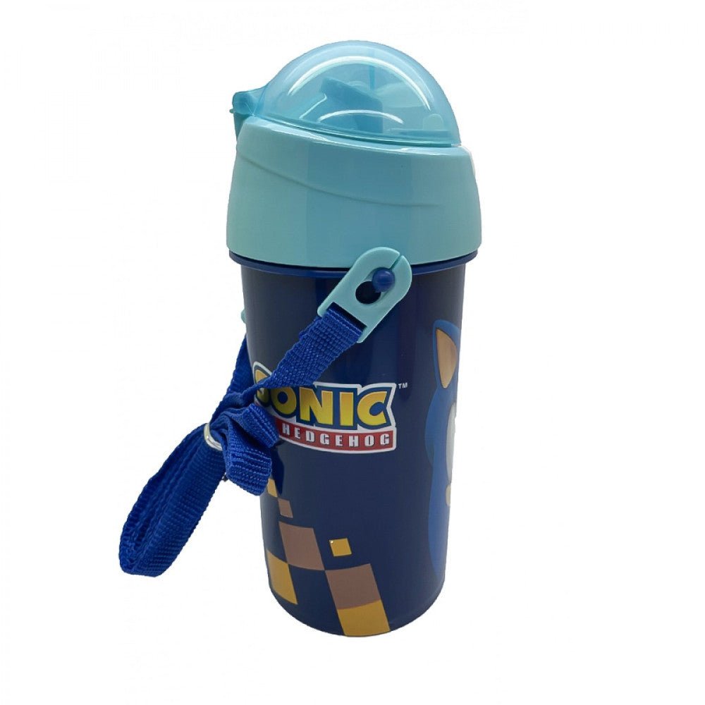 Sonic the Hedgehog Speed Sonic the Hedgehog Sport-Trinkflasche aus Kunststoff mit Strohhalm für Kinder – 500 ml