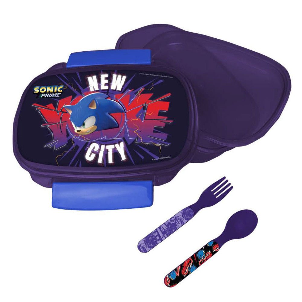 Sonic the Hedgehog Get Me Sonic the Hedgehog Brotdose mit Besteck für Kinder – 18 × 13 × 6,5 cm