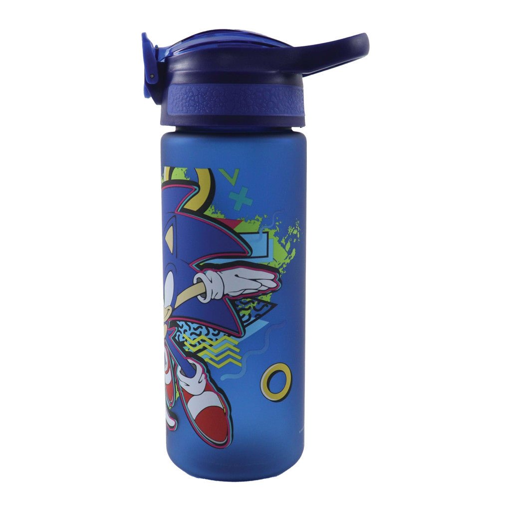 Sonic the Hedgehog Fast Lane Plastikmatte Strohflasche Kunststoff-Trinkflasche mit Strohhalm für Kinder – 600 ml, BPA-frei
