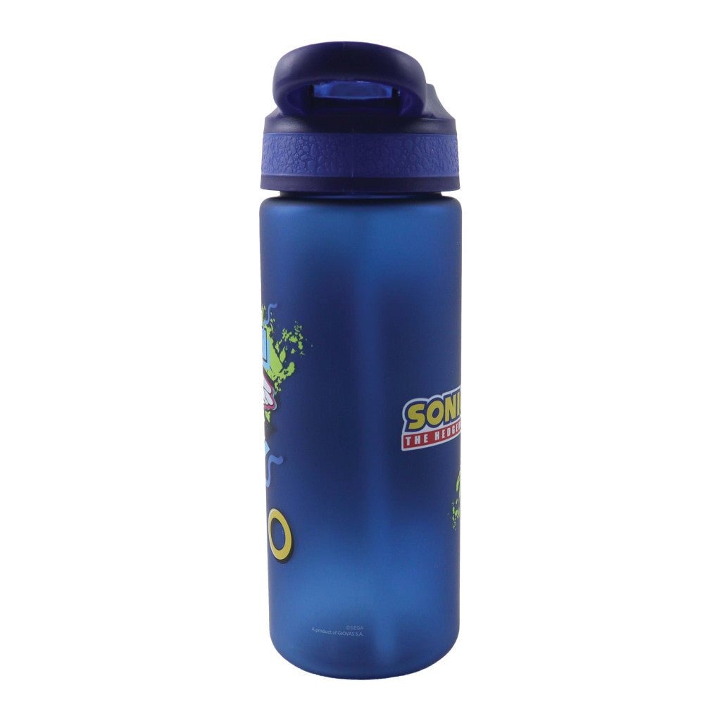 Sonic the Hedgehog Fast Lane Plastikmatte Strohflasche Kunststoff-Trinkflasche mit Strohhalm für Kinder – 600 ml, BPA-frei