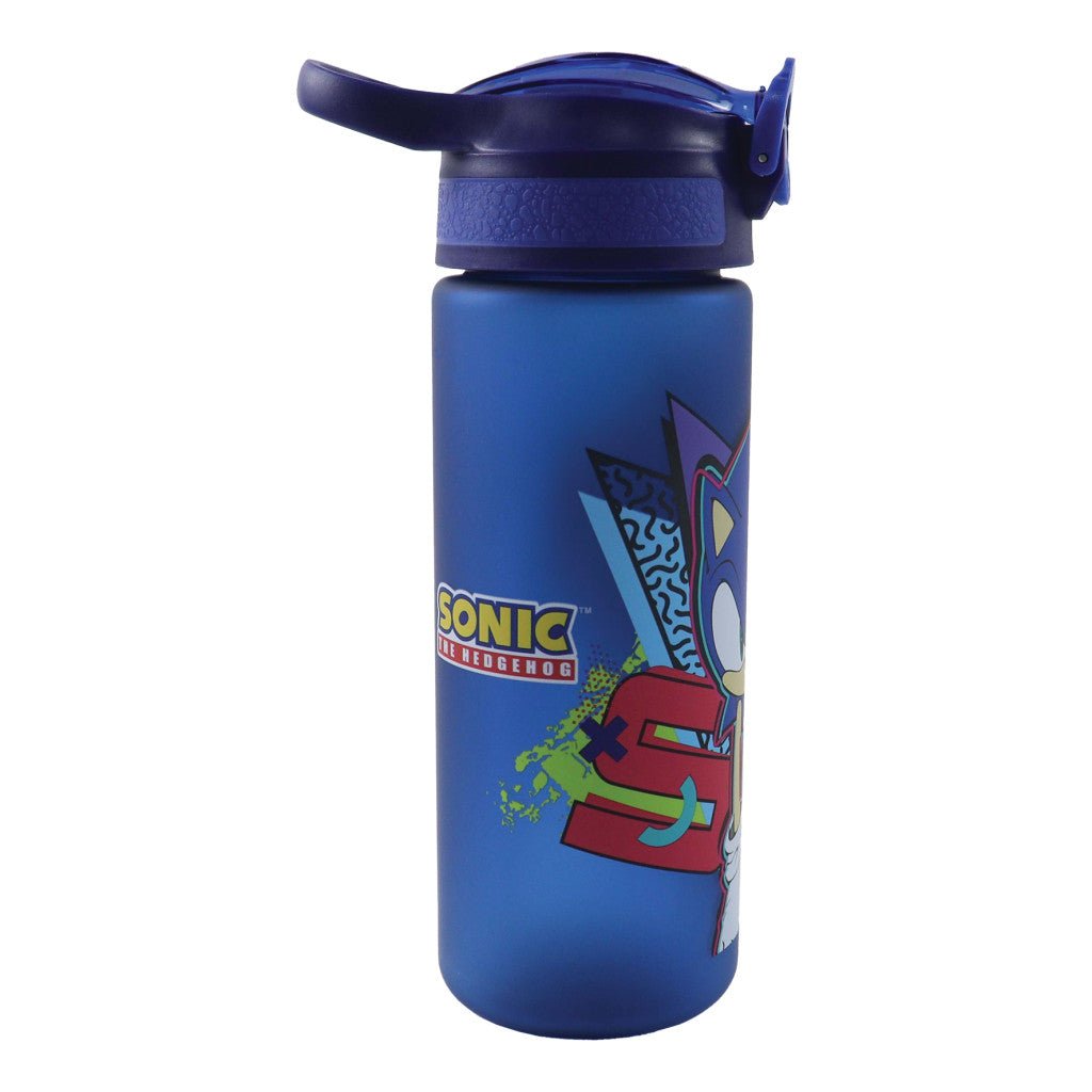 Sonic the Hedgehog Fast Lane Plastikmatte Strohflasche Kunststoff-Trinkflasche mit Strohhalm für Kinder – 600 ml, BPA-frei
