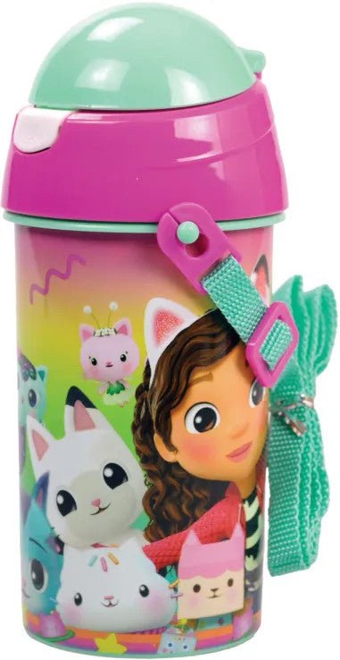 Gabby's Dollhouse Color Fade Sport-Trinkflasche aus Kunststoff mit Strohhalm für Kinder – 500 ml