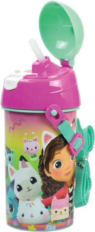 Gabby's Dollhouse Color Fade Sport-Trinkflasche aus Kunststoff mit Strohhalm für Kinder – 500 ml