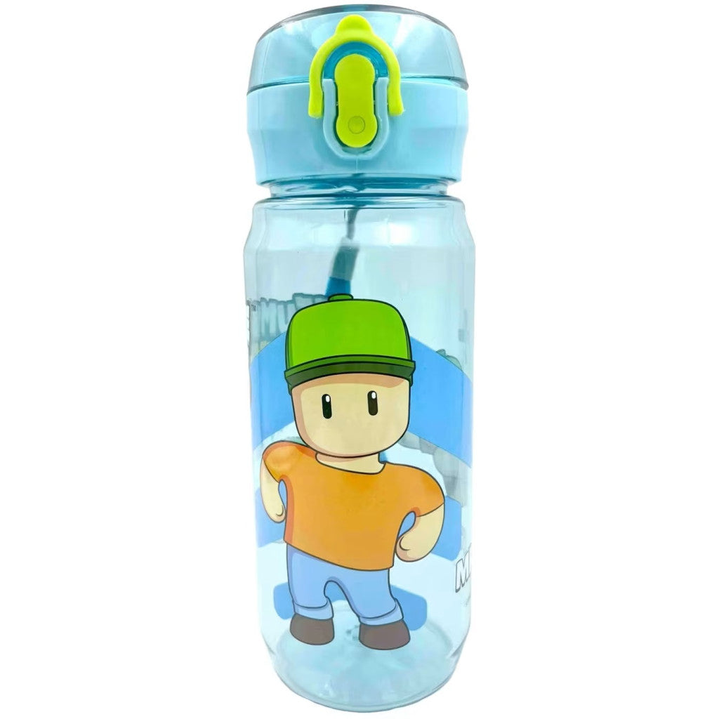 Stumble Guys All Day with Handle Plastic Water Bottle with Drinking Spout for Kids – 600 ml, BPA-Free