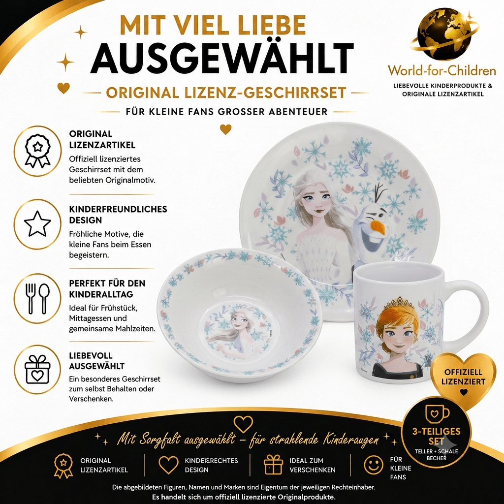 Disney Frozen Kindergeschirr-Set 3-teilig aus Keramik