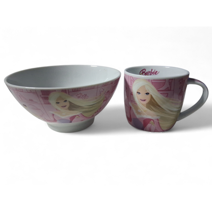 Barbie Porcelain Breakfast Set 2-piece - Large Mug (320ml) & Cereal Bowl - Fashion & Style Edition - Clearance Sale Leftovers