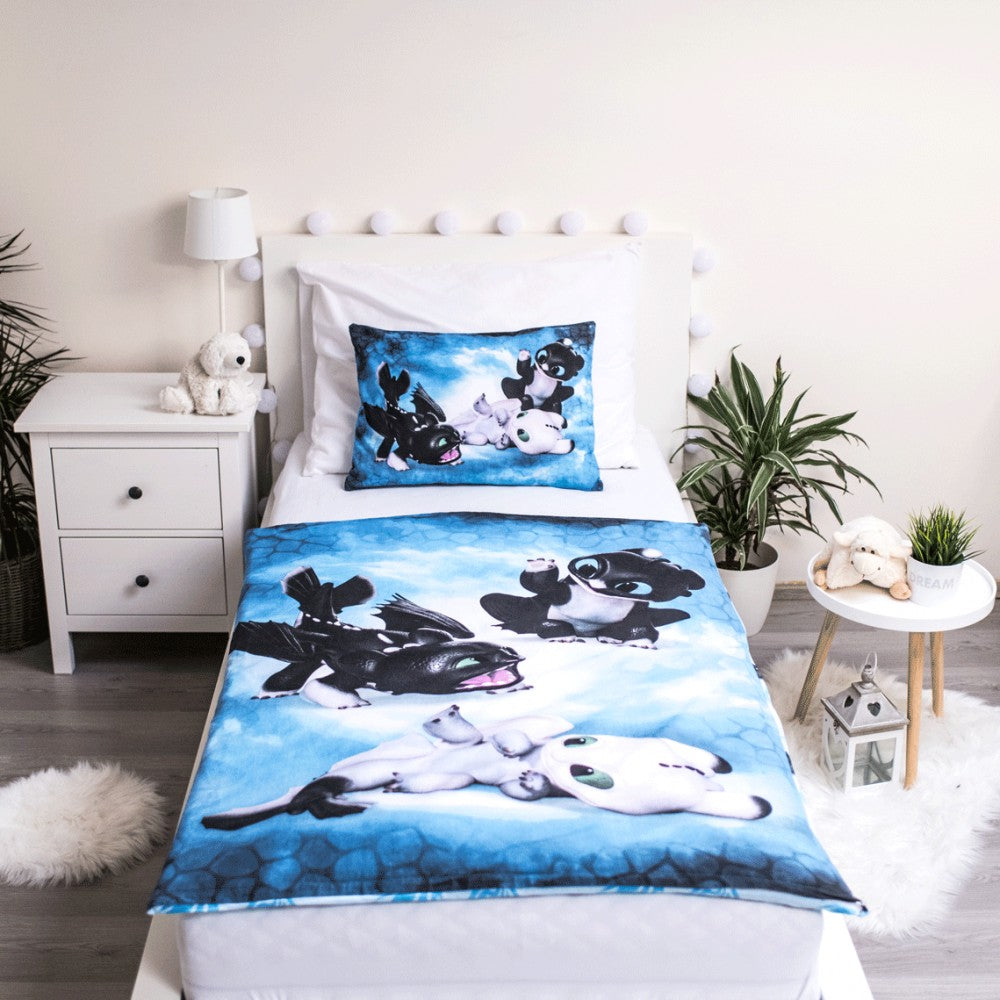 Drachenzähmen Leicht Gemacht Babies Kinder Babybettwäsche-Set – 100 × 135 cm + 40 × 60 cm, Baumwolle