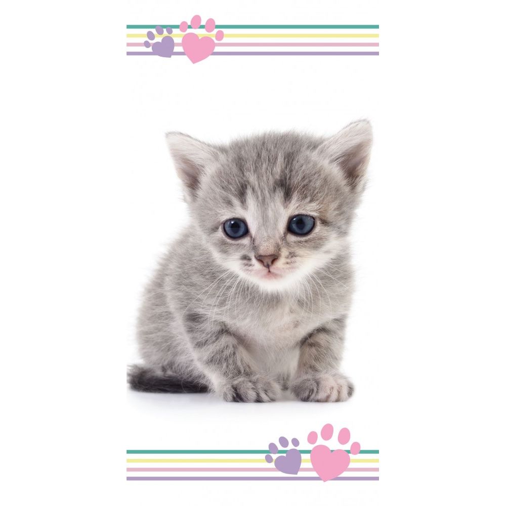 Serviette de bain enfant en coton motif chat – 70 × 140 cm
