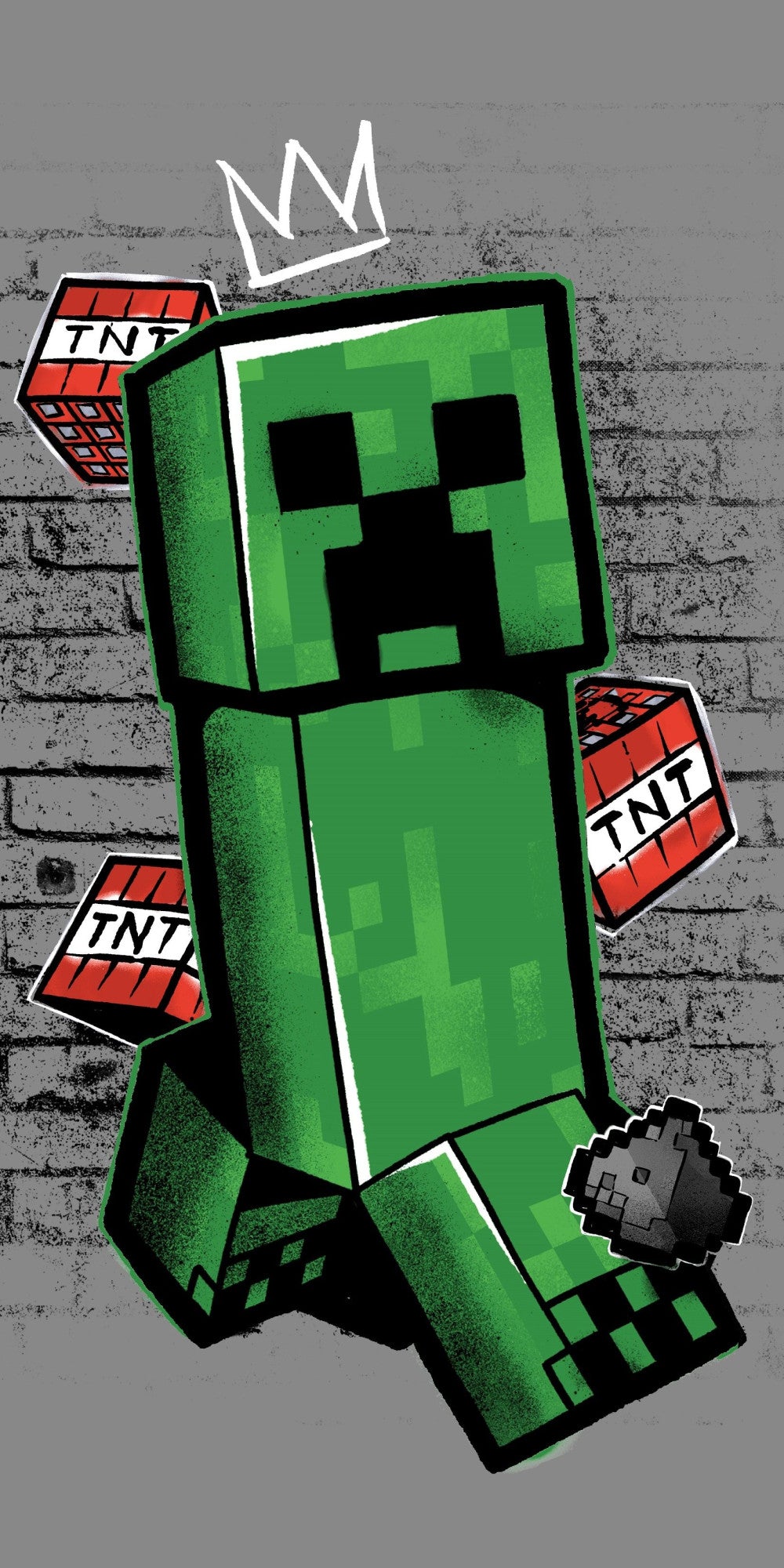 Minecraft Metro Art Creeper Badetuch für Kinder aus Baumwolle – 70 × 140 cm