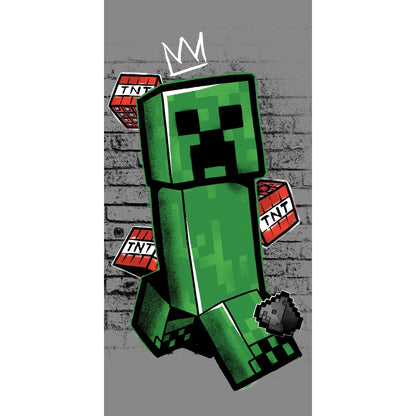 Minecraft Metro Art Creeper Badetuch für Kinder aus Baumwolle – 70 × 140 cm