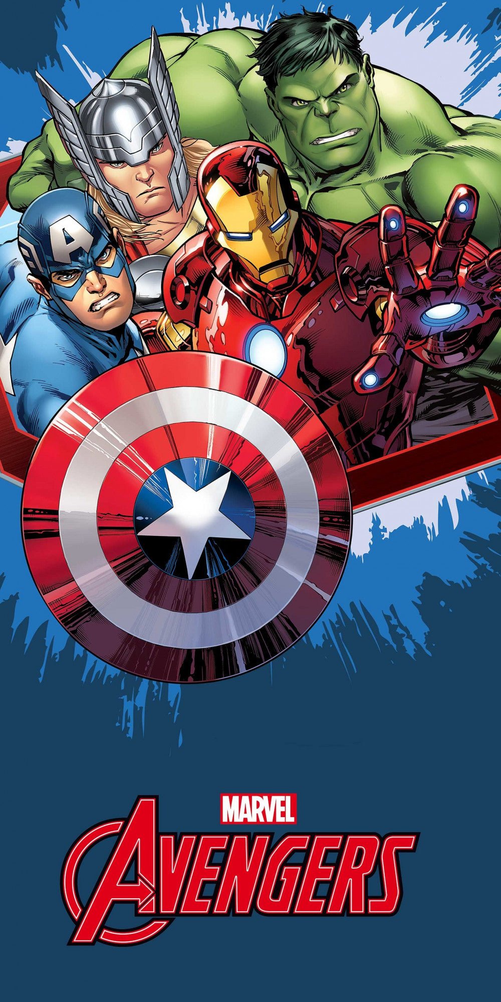 Avengers Blaues Badetuch für Kinder aus Baumwolle – 70 × 140 cm
