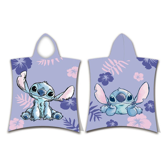 Disney Lilo und Stitch Purple Badeponcho für Kinder aus Baumwolle – 50 × 115 cm