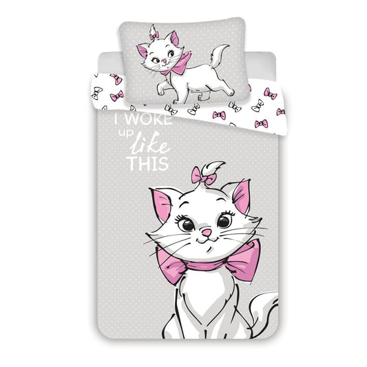 Parure de lit bébé Disney Marie Grise – 100 × 135 cm + 40 × 60 cm, Coton