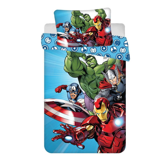 Avengers Light Blue Babybettwäsche-Set – 100 × 135 cm + 40 × 60 cm, Baumwolle