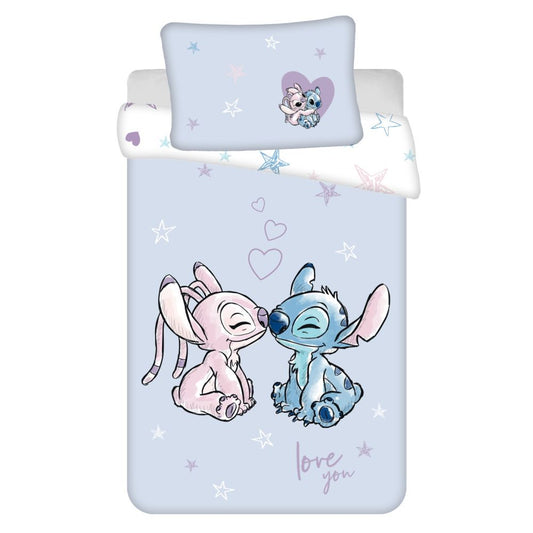 Disney Lilo and Stitch Purple Cot Bedding Set - 100 x 135 cm + 40 x 60 cm, Cotton