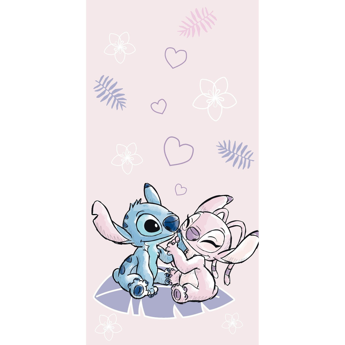 Disney Lilo et Stitch Rose Serviette de Bain en Coton pour Enfants – 70 × 140 cm