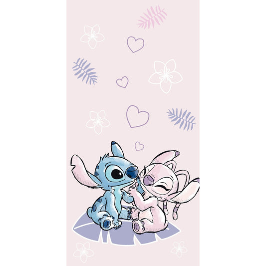 Disney Lilo and Stitch Pink Cotton Children's Bath Towel – 70 x 140 cm