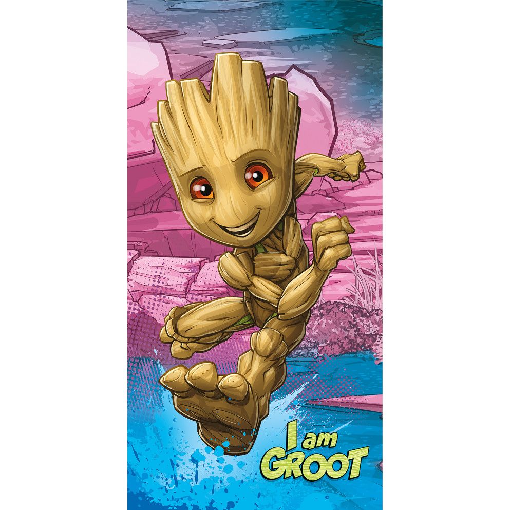 Serviette de bain enfant Les Gardiens de la Galaxie I am Groot en coton – 70 × 140 cm