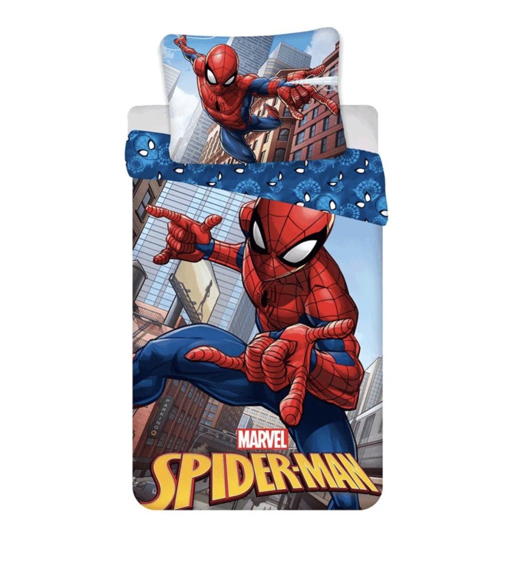 Spiderman Blue Kinder - Set Babybettwäsche-Set – 100 × 135 cm + 40 × 60 cm, Baumwolle