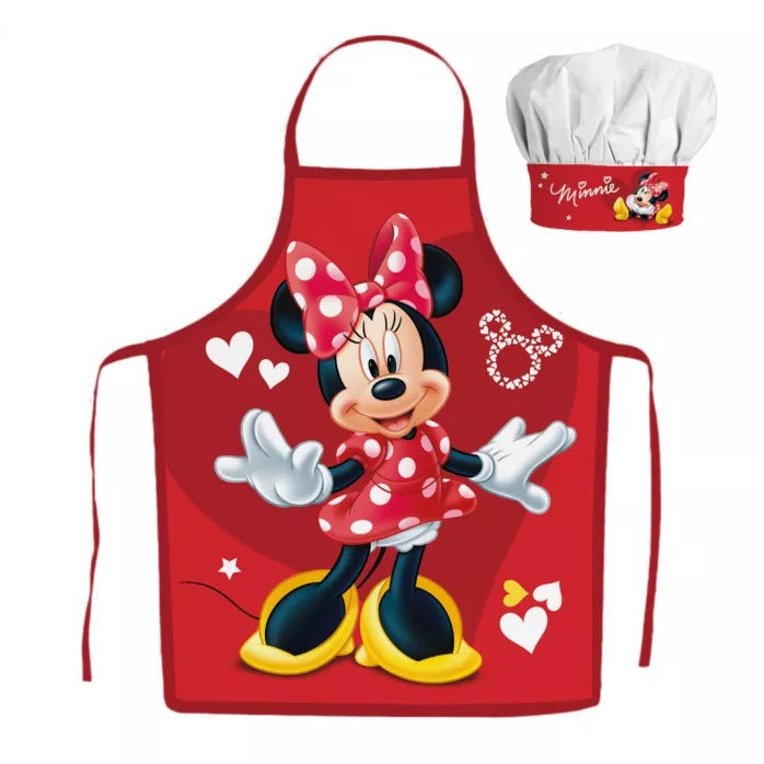 Disney Minnie Red Hearts Kinder-Kochschürze & Kochmütze – 2-teilig