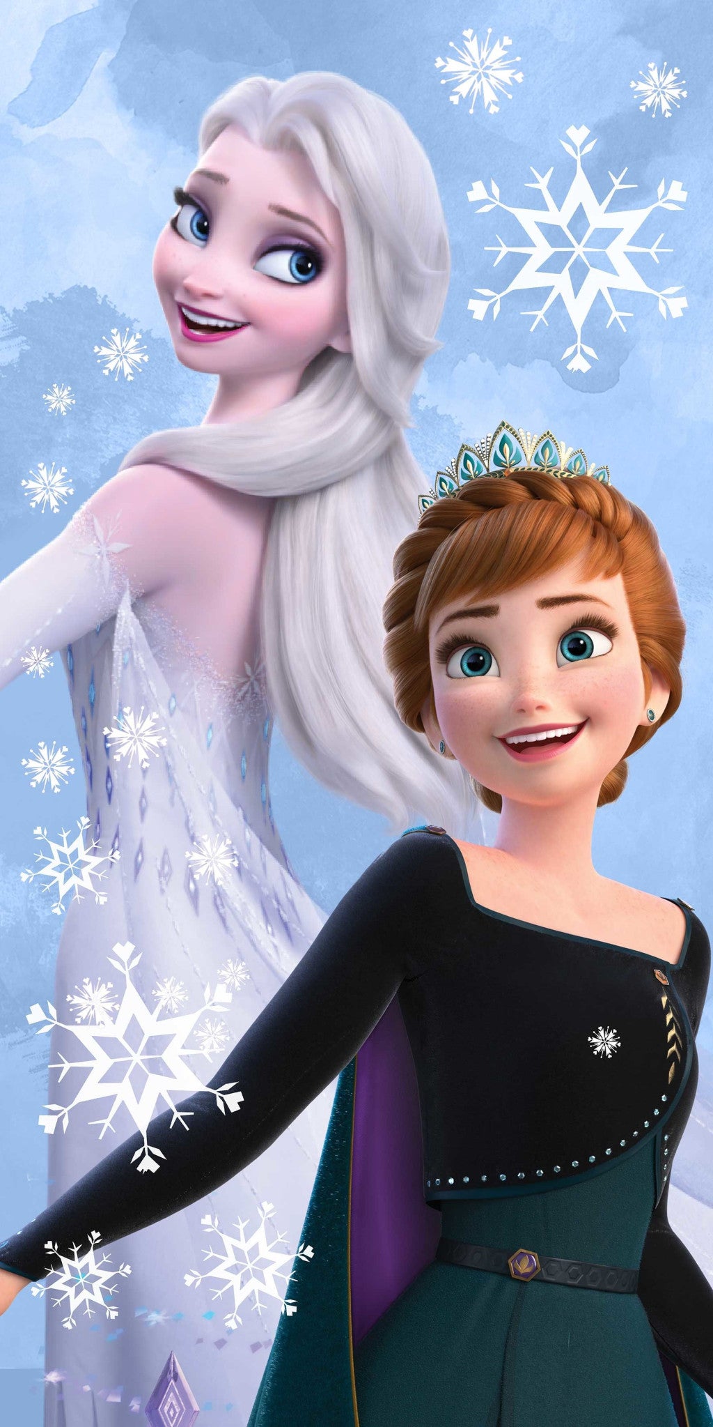 Disney Eiskönigin Royal Sisters Badetuch für Kinder aus Baumwolle – 70 × 140 cm
