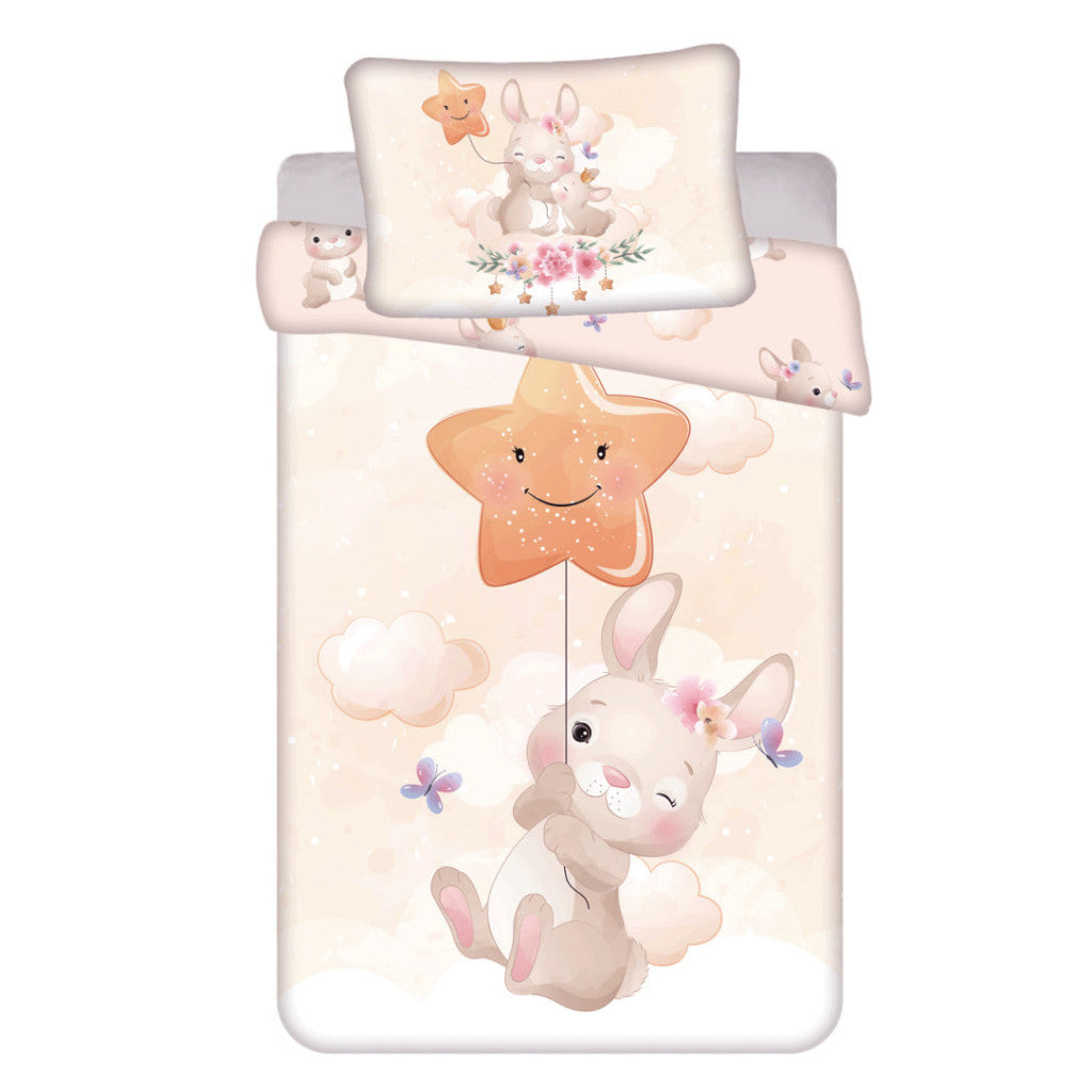 Hase Star Kinderbettwäsche für Kindergarten, 100x135 cm, 40x60 cm