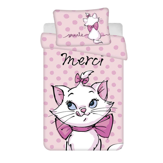 Housse de Couette Disney Marie Merci Parure de Lit Bébé – 100 × 135 cm + 40 × 60 cm, Coton