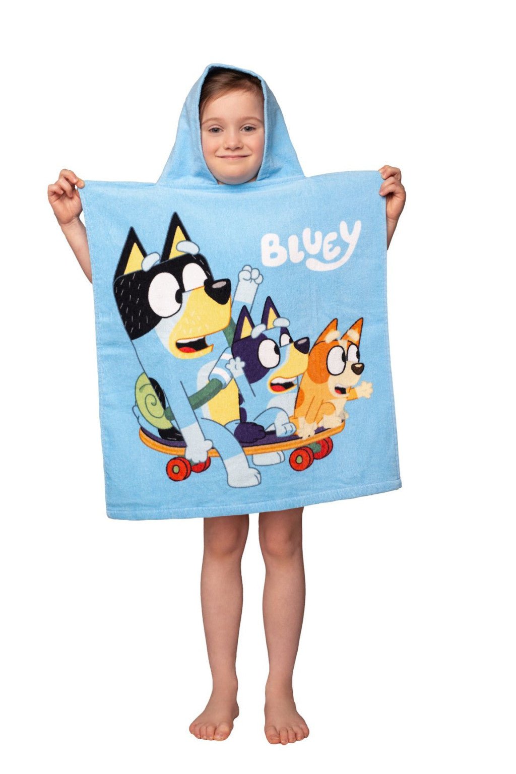 Bluey Skate Strandtuchponcho Badeponcho für Kinder aus Baumwolle – 50 × 115 cm