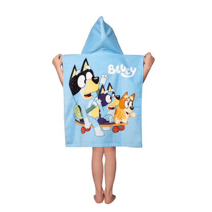 Bluey Skate Strandtuchponcho Badeponcho für Kinder aus Baumwolle – 50 × 115 cm