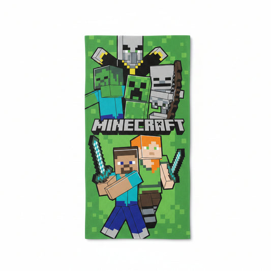Minecraft Let's Survive Badetuch für Kinder aus Baumwolle – 70 × 140 cm