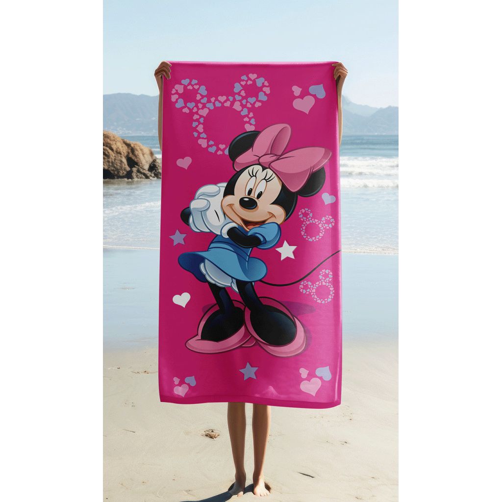 Disney Minnie Pink Star Badetuch für Kinder aus Baumwolle – 70 × 140 cm