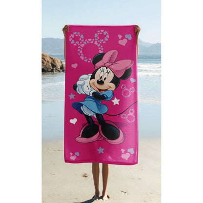 Disney Minnie Pink Star Badetuch für Kinder aus Baumwolle – 70 × 140 cm