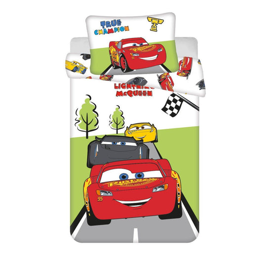 Disney Cars Champion Kinder, Kindergarten Babybettwäsche-Set – 100 × 135 cm + 40 × 60 cm, Baumwolle
