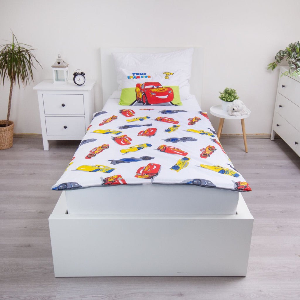 Disney Cars Champion Kinder, Kindergarten Babybettwäsche-Set – 100 × 135 cm + 40 × 60 cm, Baumwolle
