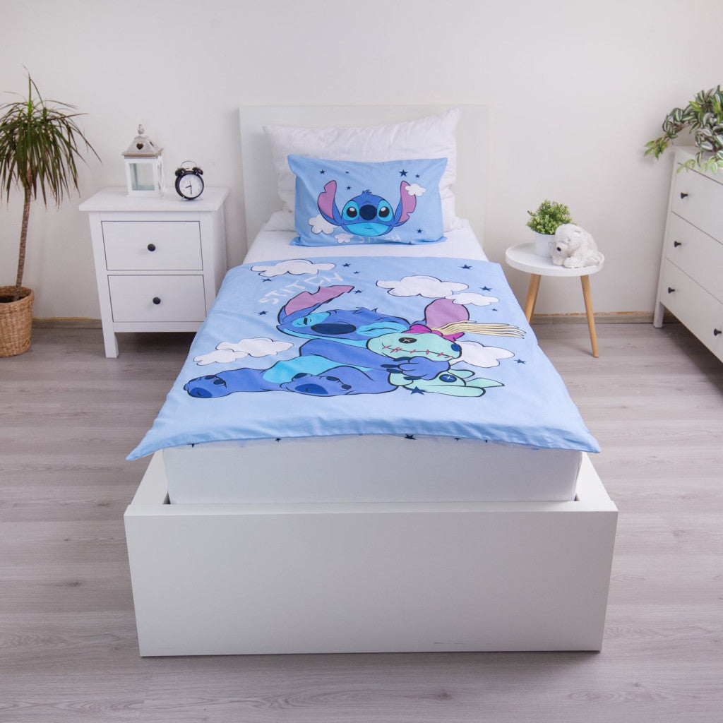 Disney Lilo und Stitch Clouds Babybettwäsche-Set – 100 × 135 cm + 40 × 60 cm, Baumwolle