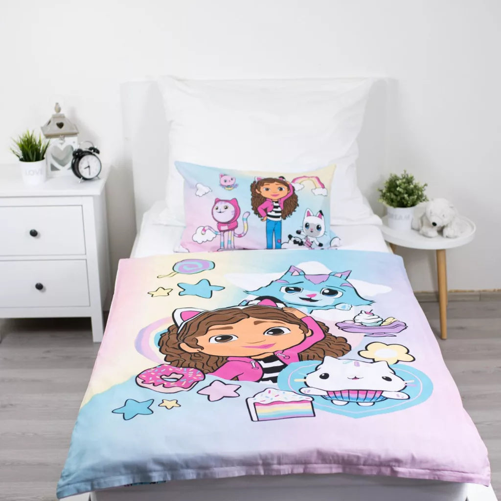 Original Gabby's Dollhouse Sugar Dream Kinderbettwäsche aus 100 % Baumwolle mit Bettdeckenbezug 100 × 135 cm und Kissenbezug 40 × 60 cm