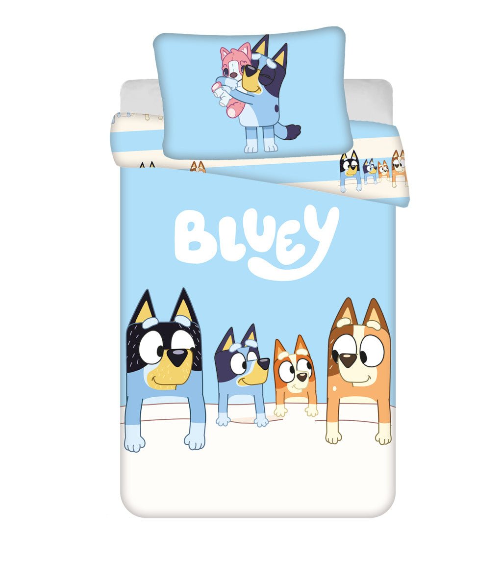 Bluey Family Babybettwäsche-Set – 100 × 135 cm + 40 × 60 cm, Baumwolle