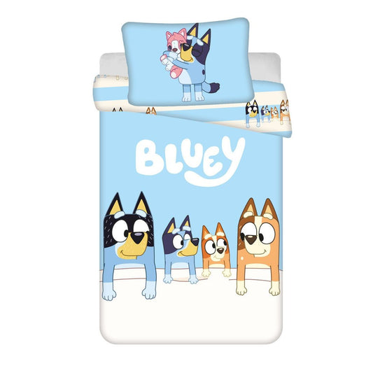 Bluey Family Babybettwäsche-Set – 100 × 135 cm + 40 × 60 cm, Baumwolle
