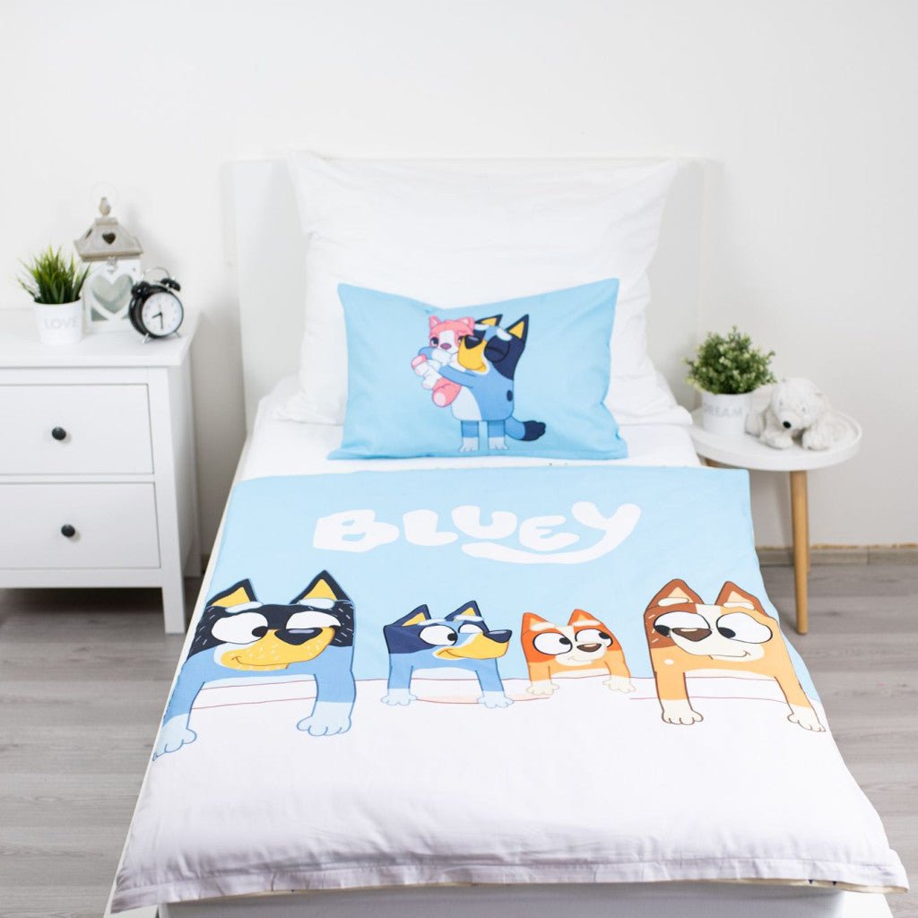 Bluey Family Babybettwäsche-Set – 100 × 135 cm + 40 × 60 cm, Baumwolle