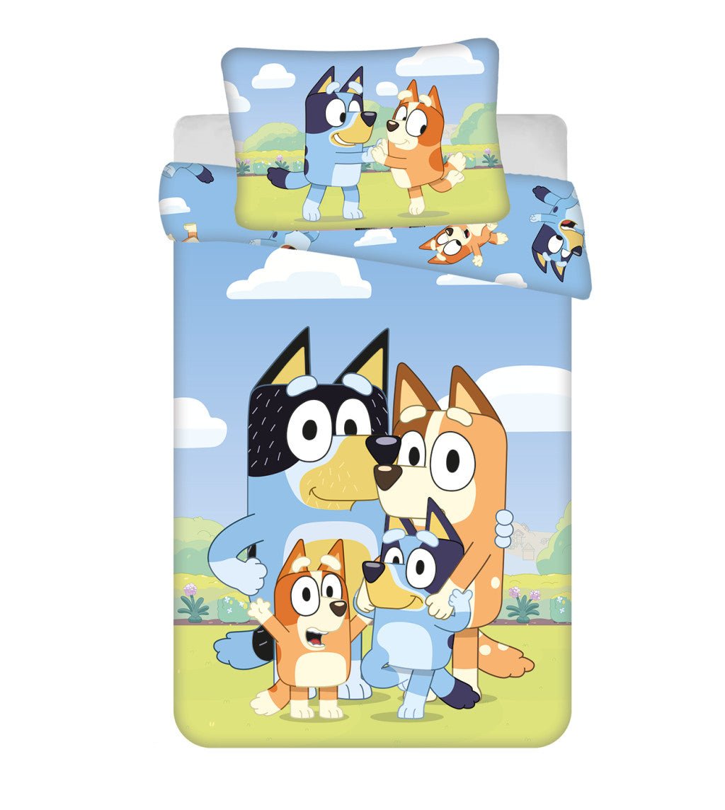 Bluey Happy Family -Set für Kindergarten Babybettwäsche-Set – 100 × 135 cm + 40 × 60 cm, Baumwolle