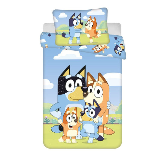 Bluey Happy Family -Set für Kindergarten Babybettwäsche-Set – 100 × 135 cm + 40 × 60 cm, Baumwolle