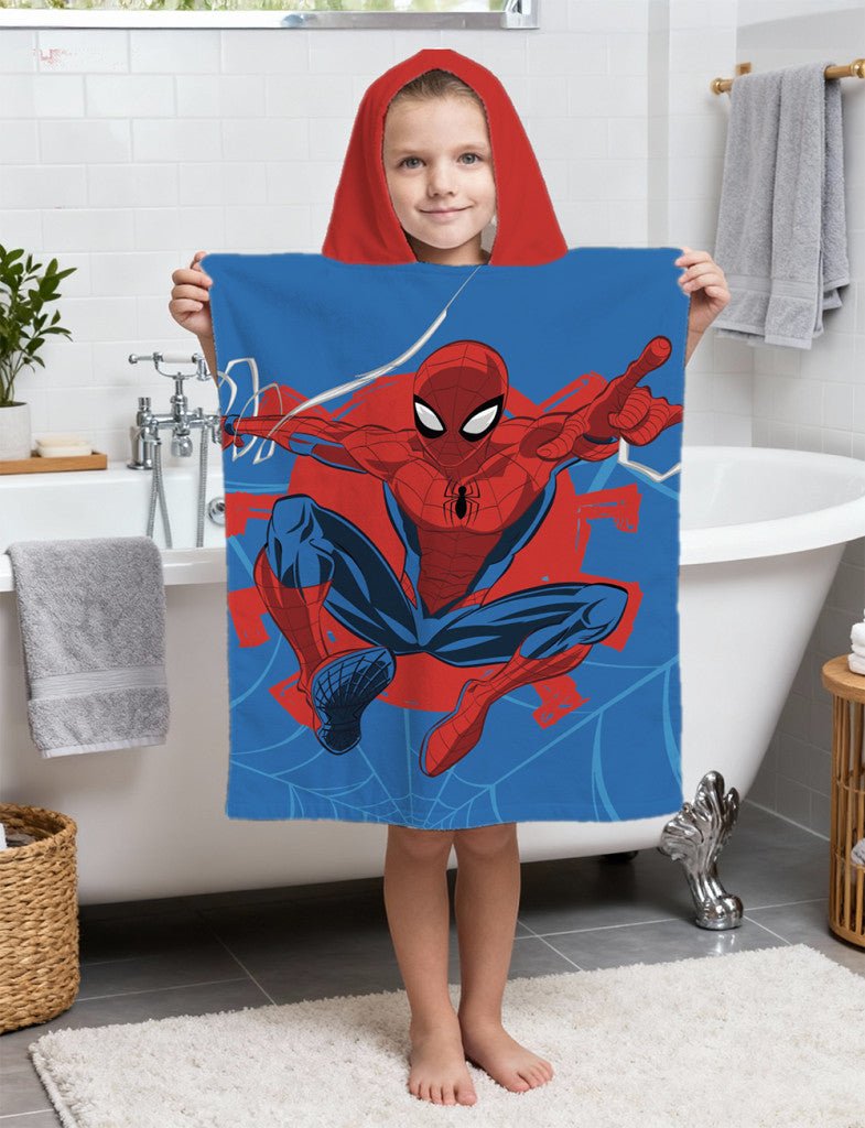 Spiderman Webshot Badeponcho für Kinder aus Baumwolle – 50 × 115 cm